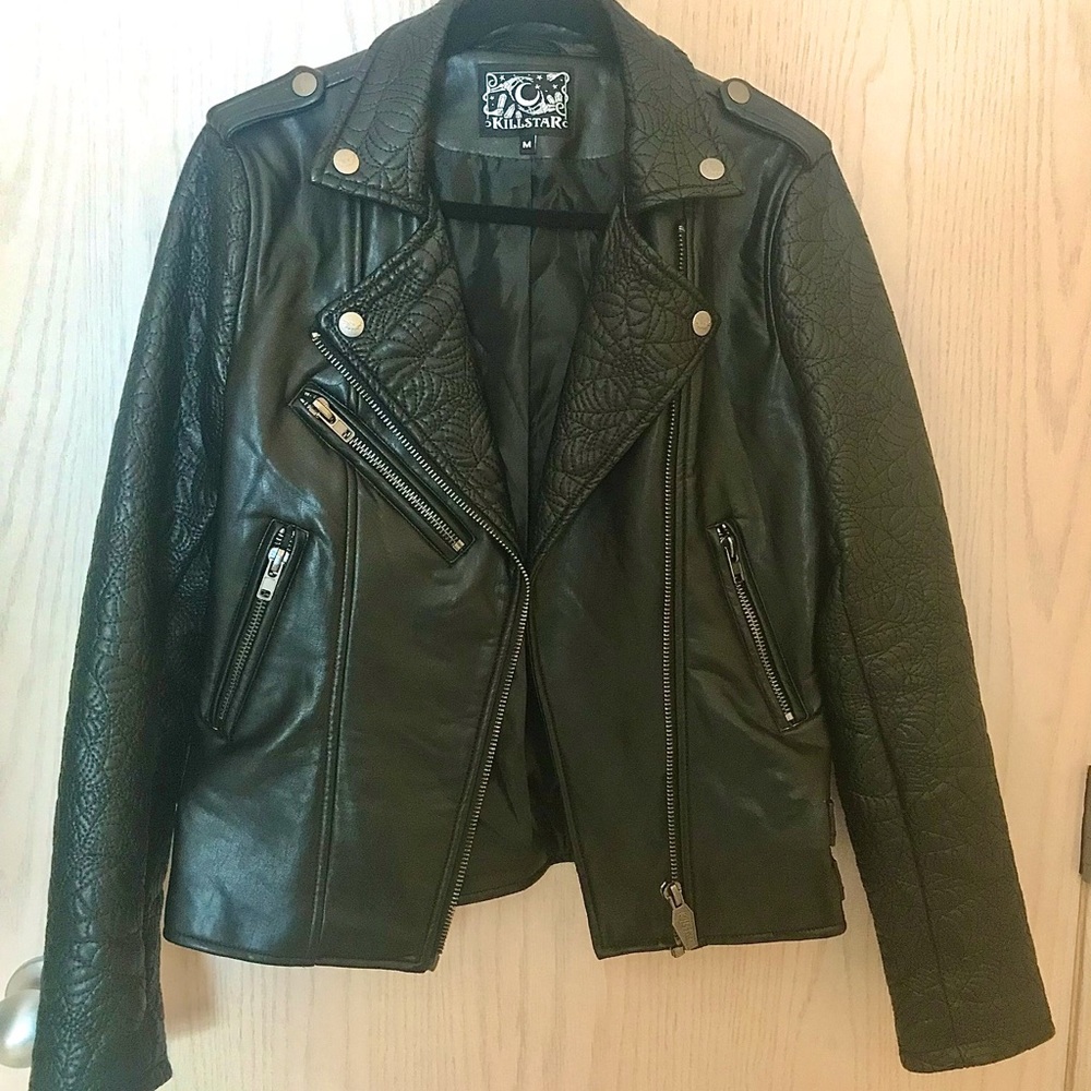 Killstar vegan leather biker jacket size medium
